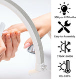 Sumika - Lámpara de media luna para mesa de manicura (negra y blanca)