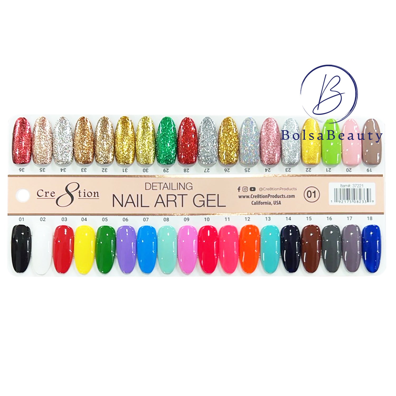 Cre8tion - Detail Nail Art Gel - Full Set 93 Colors (#01 - #93