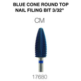 Cre8tion - Blue Cone Round Top - Nail Filing Bit - 3/32