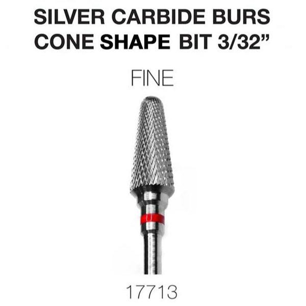 Cre8tion Silver Carbide Burs - Cone Sharp Bit - Fine 3/32'', 17713 Cre8tion Silver Carbide Burs - Cone Sharp Bit - Fine 3/32'', 17713