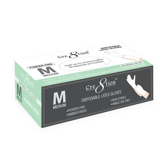 Cre8tion - Latex Gloves Powder Free - Box 100pcs (XS, S, M, L)