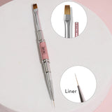 Zen - Dual Nail Art Brush 11mm (Oval/Square & Liner)