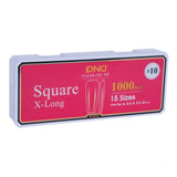 DND - Soft Gel Tips 1000pcs - Square (XS, S, M, L, XL)