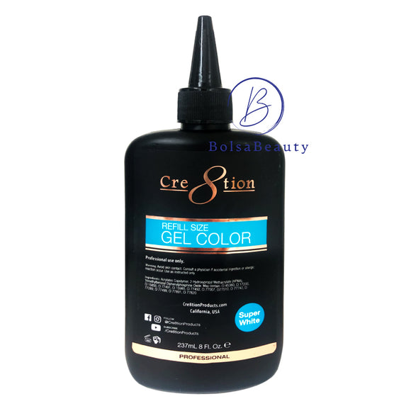 Cre8tion - Recambio de gel súper blanco Soak Off (8oz) 